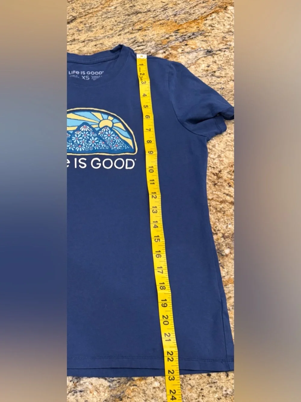 Life Is Good Short Sleeve Blue T-shirt  Women’s Size XS Mountains Sunrise - Picture 6 of 6